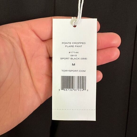 Tory Burch Sport Women’s Black Subtle Kick Flare Stretch Knit Mid Rise Cropped L - Picture 9 of 11